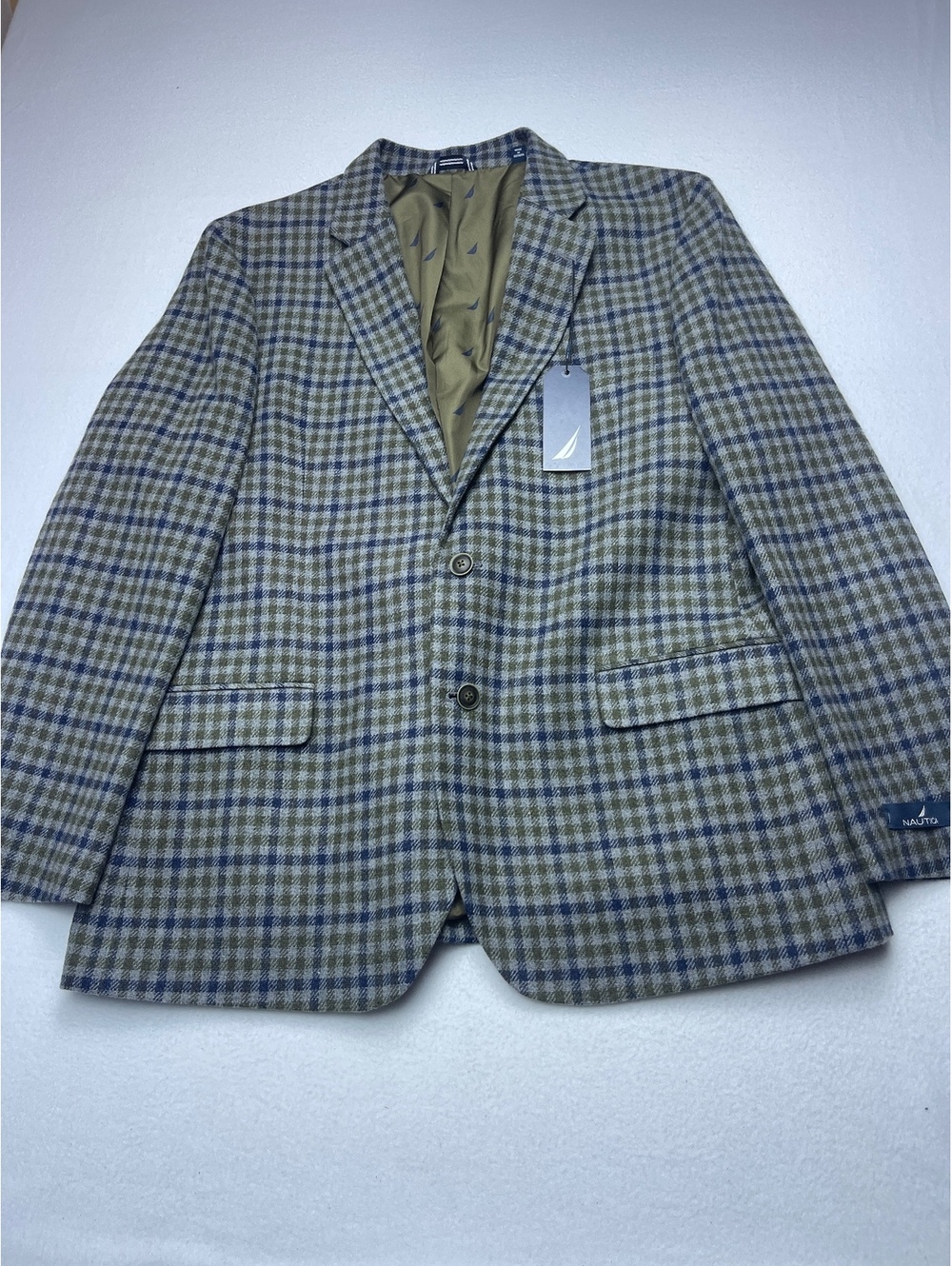 Nautica Branford Grey/Green/Blue Check Sport Blazer Size 46R